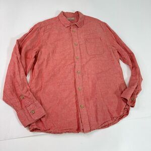 Paradise Collection Shirt Mens Medium REd Linen Blend Button Up Beach